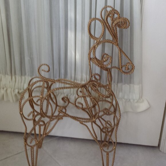 2 Gold Braided Wrought Iron Indoor Deer - Picture 4 of 16